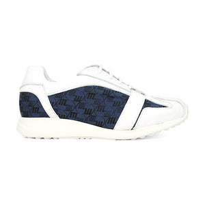 Mauri Kingsman 8665/2 White/Wonder Blue Patent/Baby Crocodile/Nappa/Double M-Fabric Sneakers - Dudes Boutique