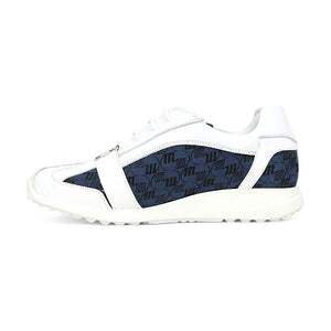 Mauri Kingsman 8665/2 White/Wonder Blue Patent/Baby Crocodile/Nappa/Double M-Fabric Sneakers - Dudes Boutique