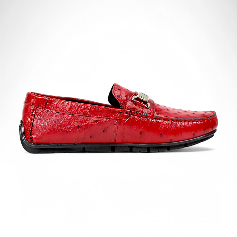 Mauri Sprinter 3517/5 Campari Red Ostrich Loafers - Dudes Boutique