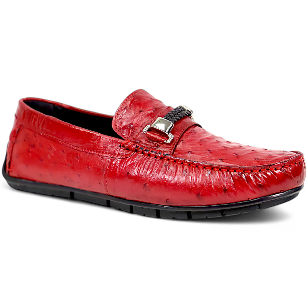 Mauri Sprinter 3517/5 Campari Red Ostrich Loafers - Dudes Boutique
