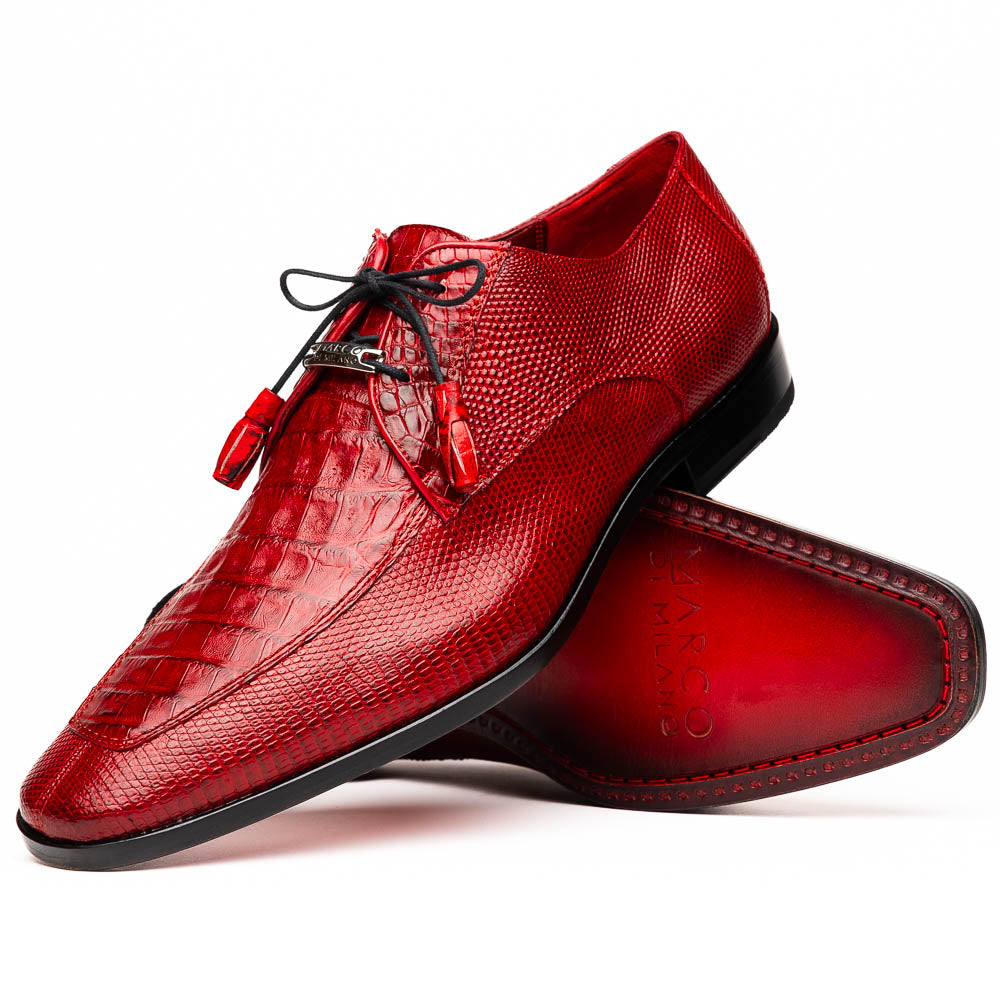 Marco Di Milano Merida Red Caiman Crocodile & Lizard Dress Shoes - Dudes Boutique