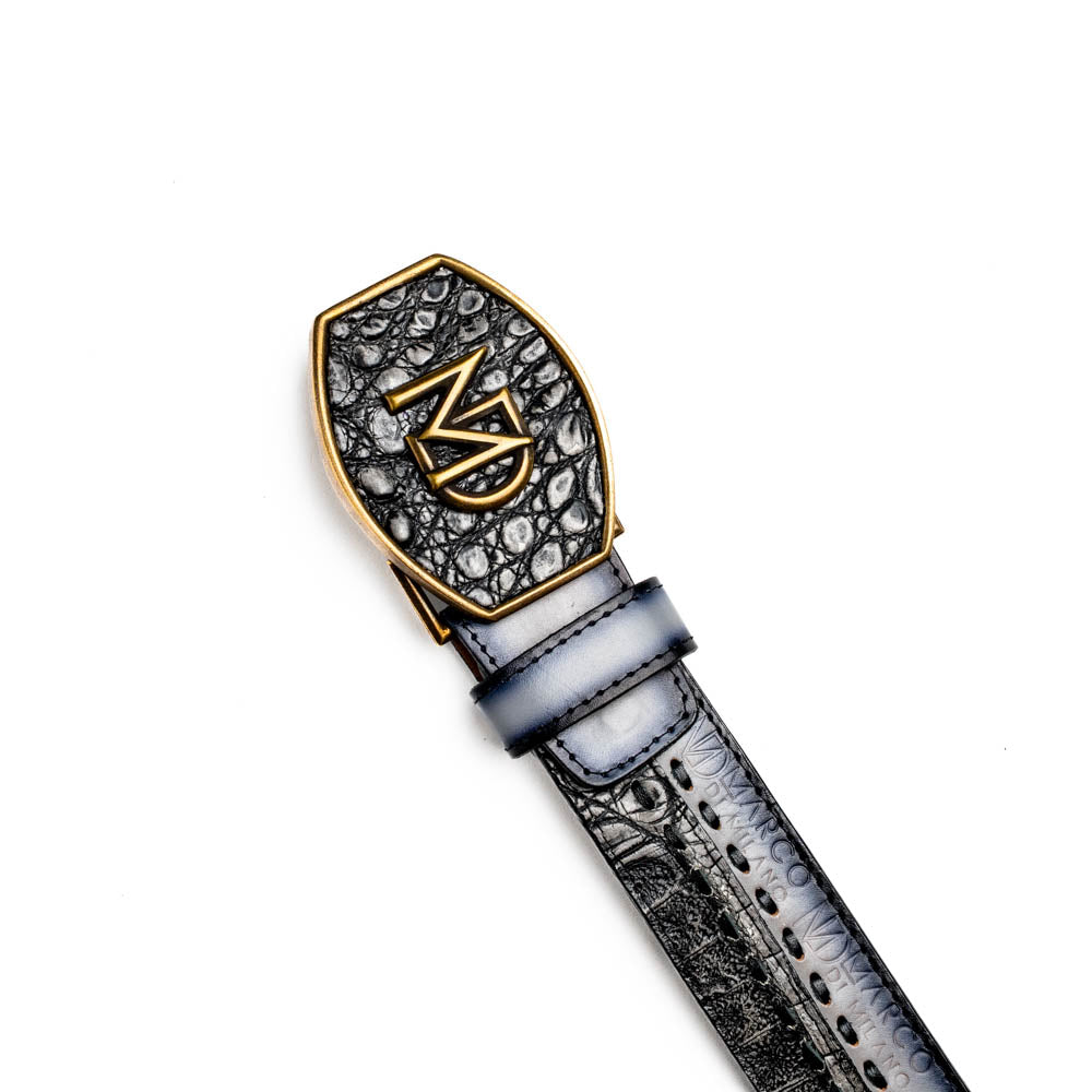 Marco Di Milano Montana Caiman & Calfskin Belt - Stone Gray