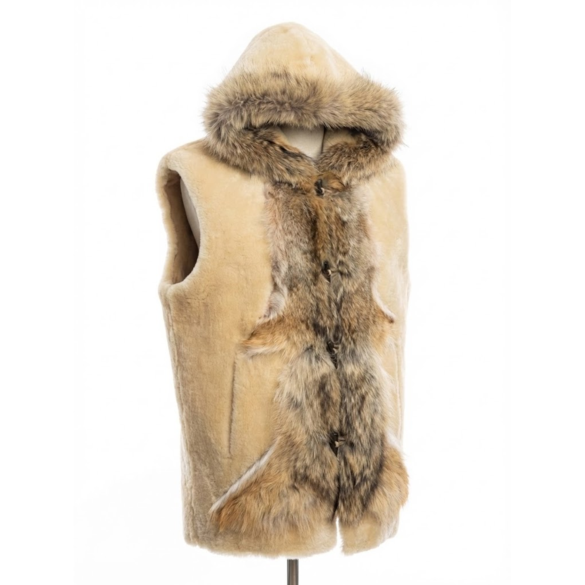 Kashani Cream Mouton Fox Shearling Vest