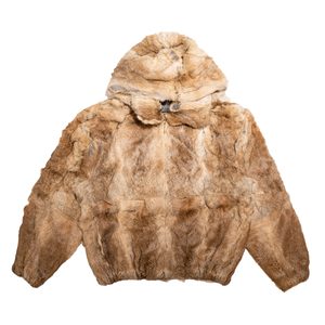 Kashani Men's Natural Rabbit Fur Hooded Bomber Jacket - Dudes Boutique