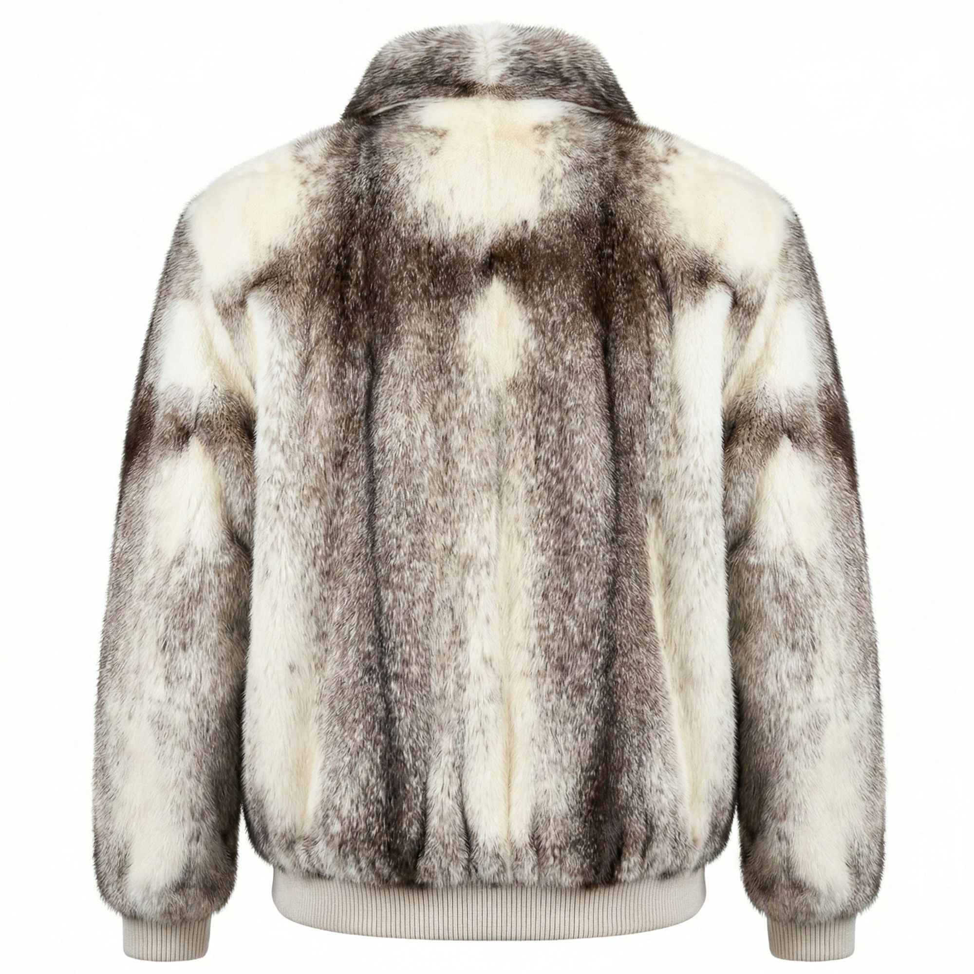 Luca Della Natural Black Cross Mink Fur Bomber Jacket