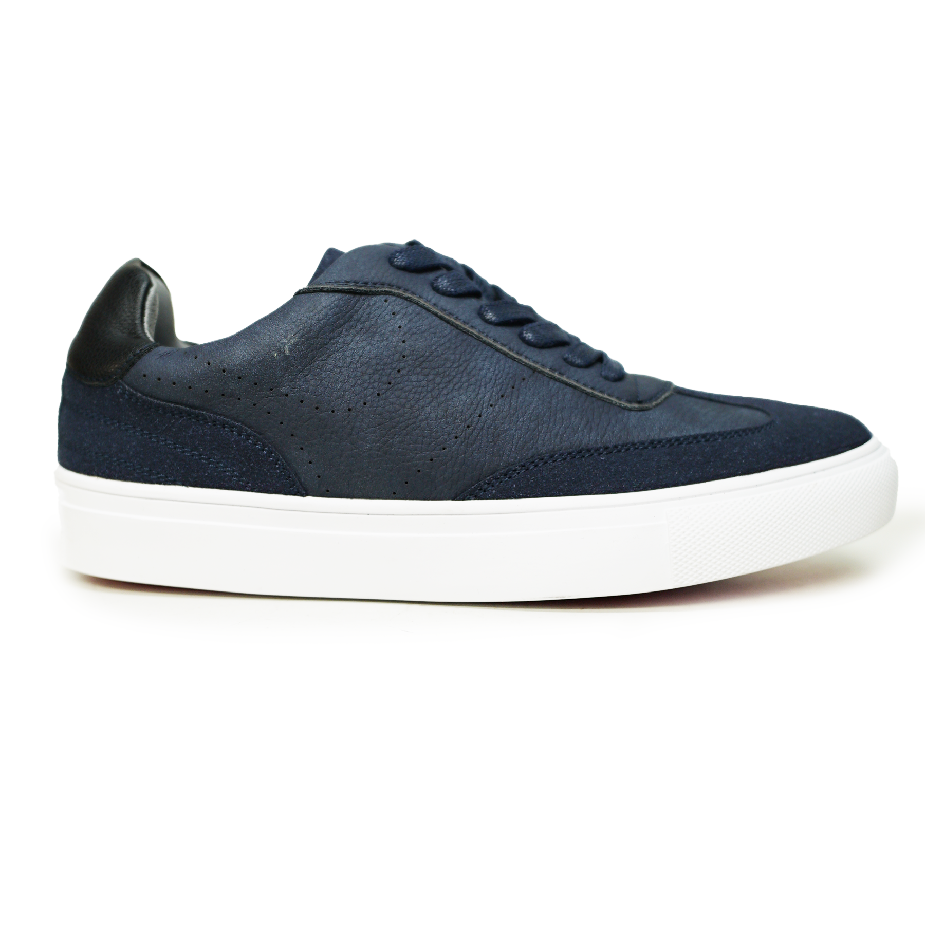 Faranzi Navy Blue Leather Low-Top Sneakers