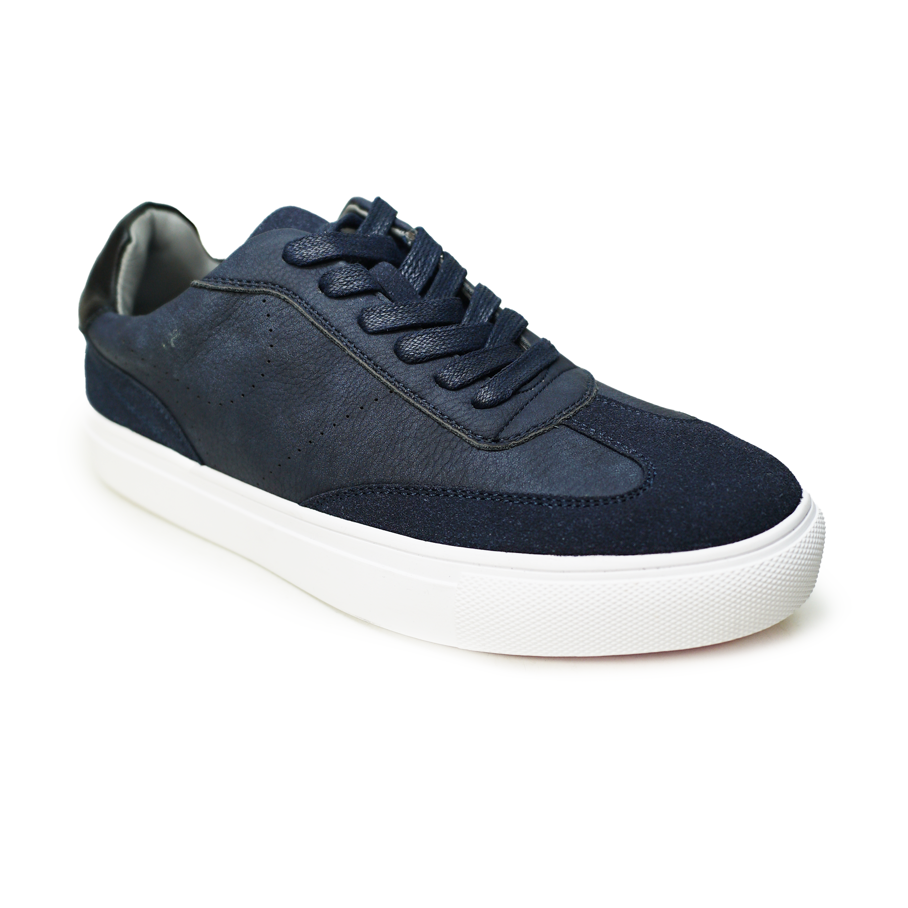 Faranzi Navy Blue Leather Low-Top Sneakers