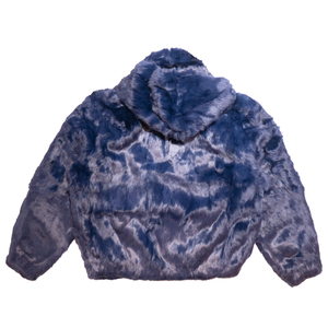 Kashani Men's Navy Blue Rabbit Fur Hooded Bomber Jacket - Dudes Boutique