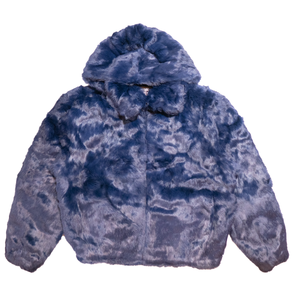 Kashani Men's Navy Blue Rabbit Fur Hooded Bomber Jacket - Dudes Boutique