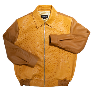 Kashani Peanut Full Ostrich Quill Bomber - Dudes Boutique