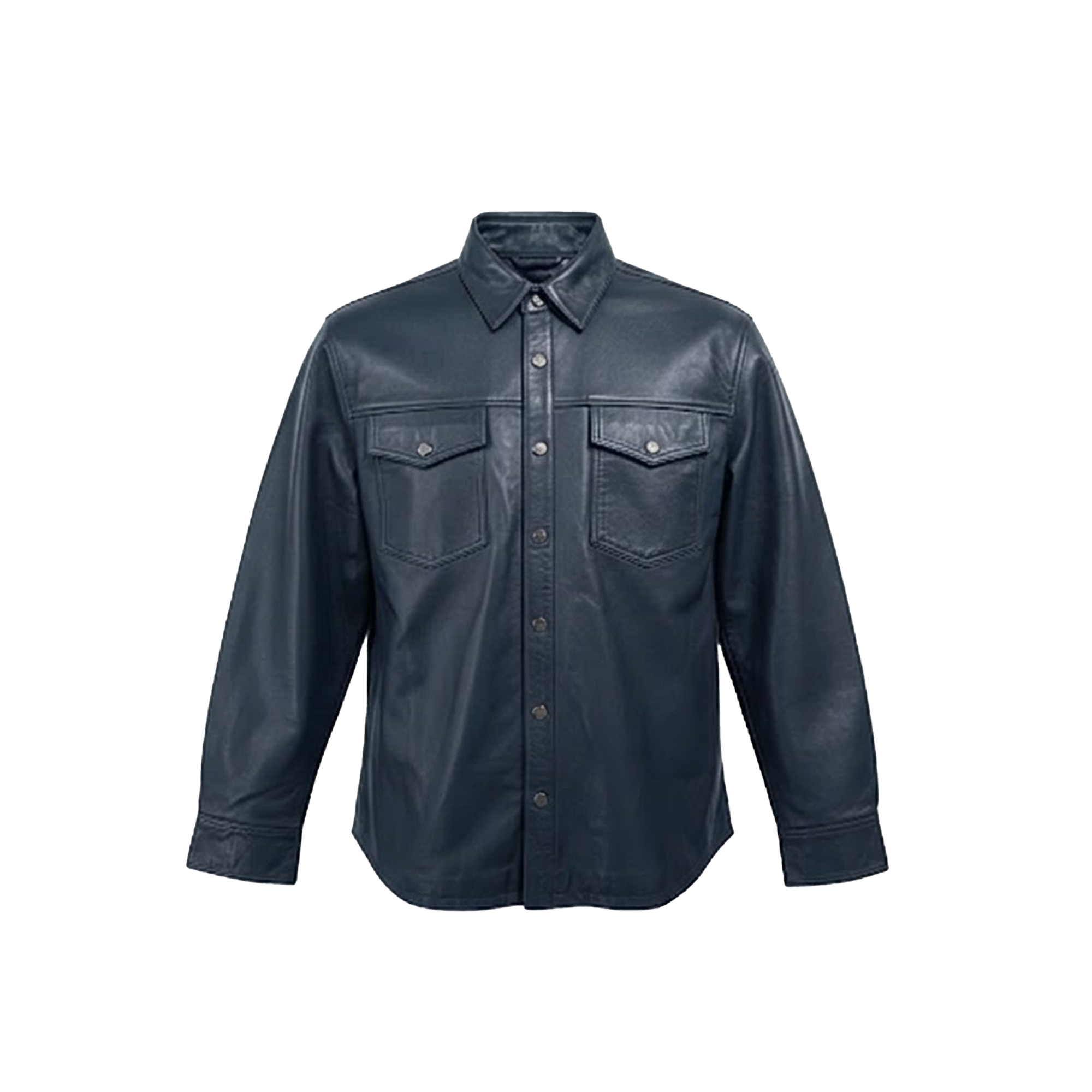 Kashani Men's Navy Blue Lambskin Button-Up Shirt