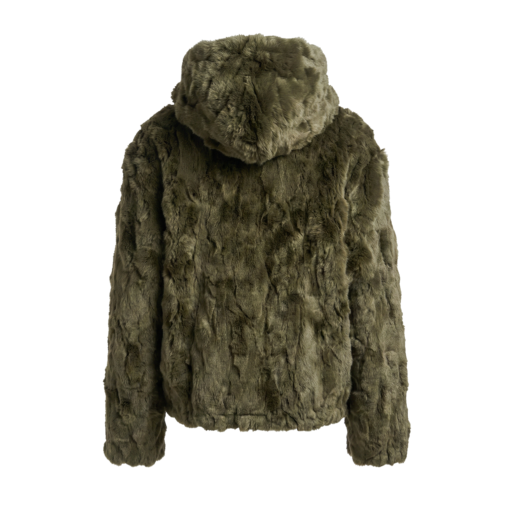 Kashani Olive Green Rex Rabbit Fur Bomber Jacket