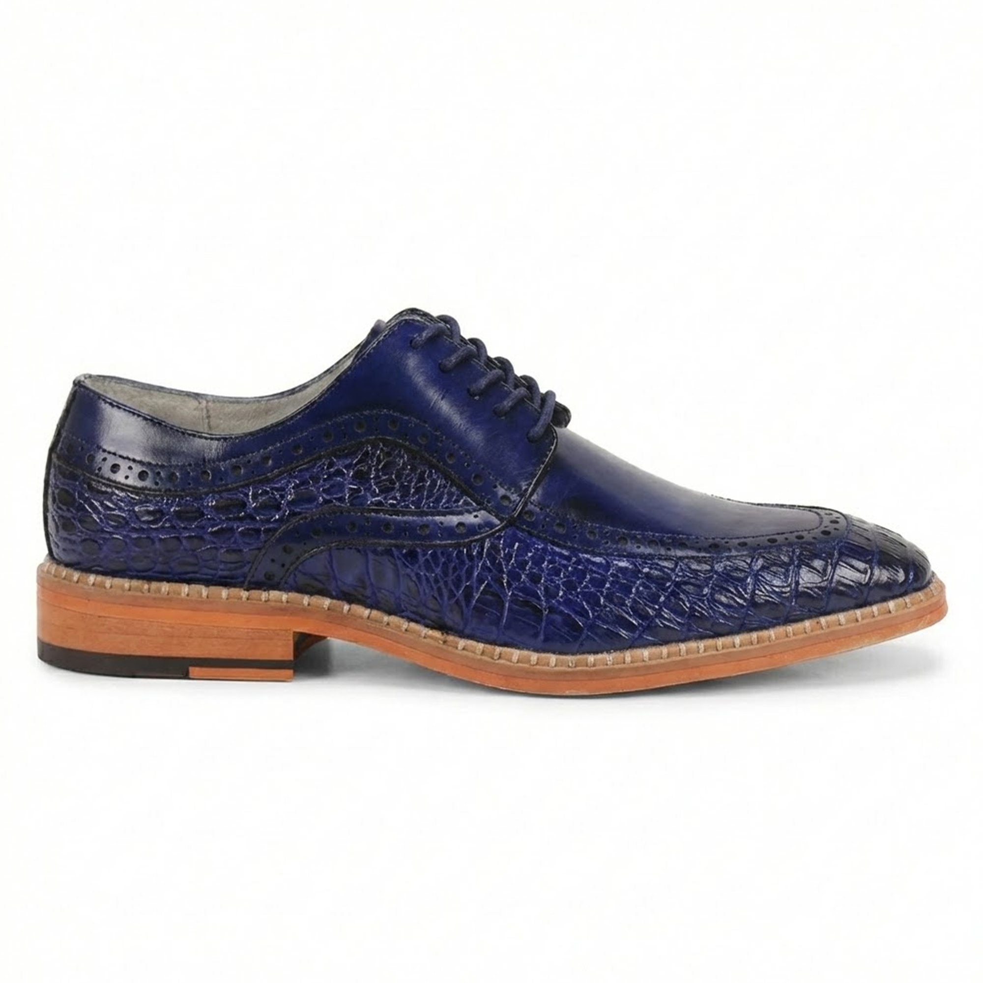 Giovanni Cobalt Embossed Alligator Leather Dress Shoes
