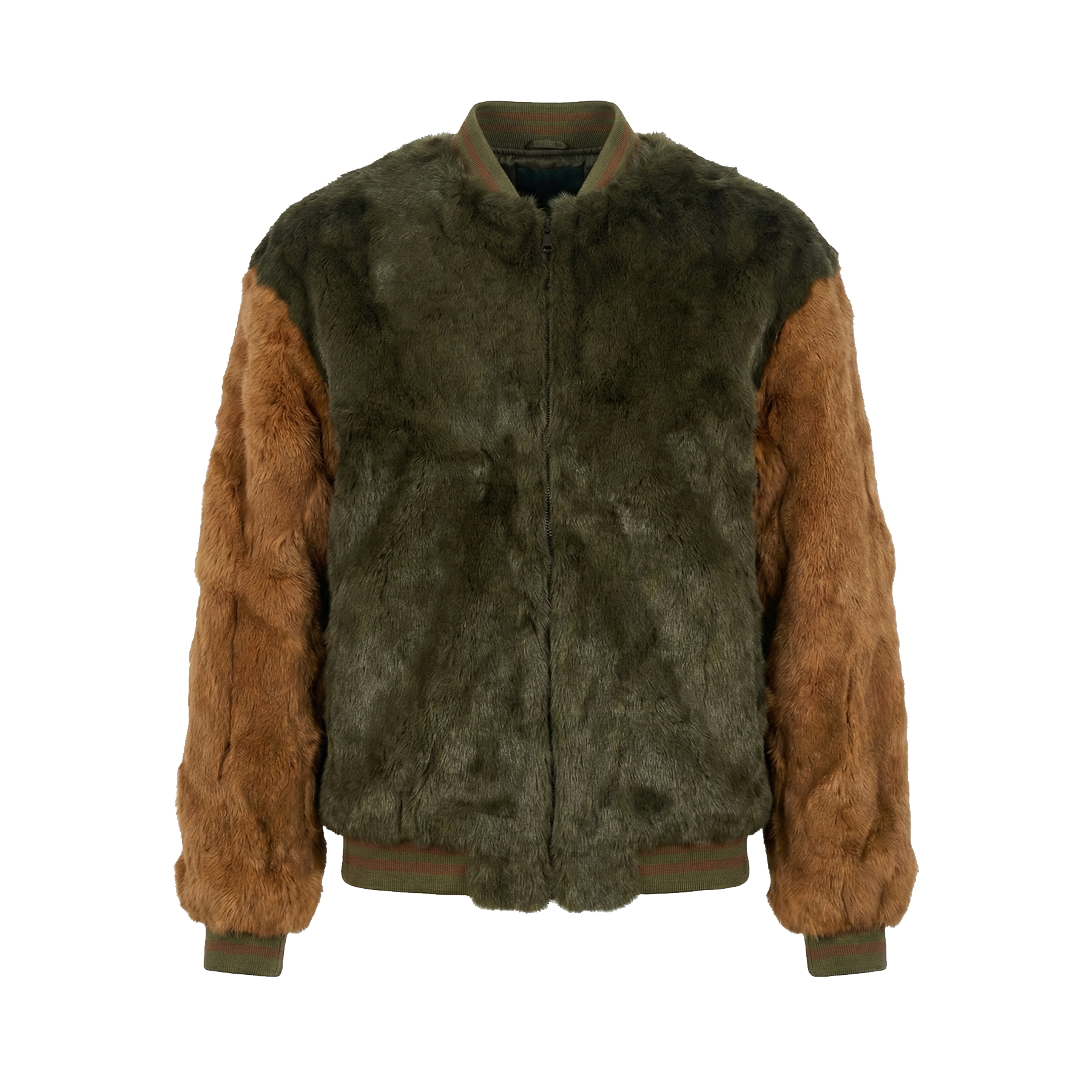 Kashani Men's Olive / Whisky Rabbit Baseball Jacket