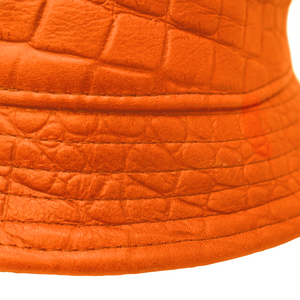 Kashani Orange Embossed Alligator Lambskin Bucket Hat - Dudes Boutique
