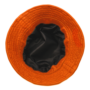 Kashani Orange Embossed Alligator Lambskin Bucket Hat - Dudes Boutique