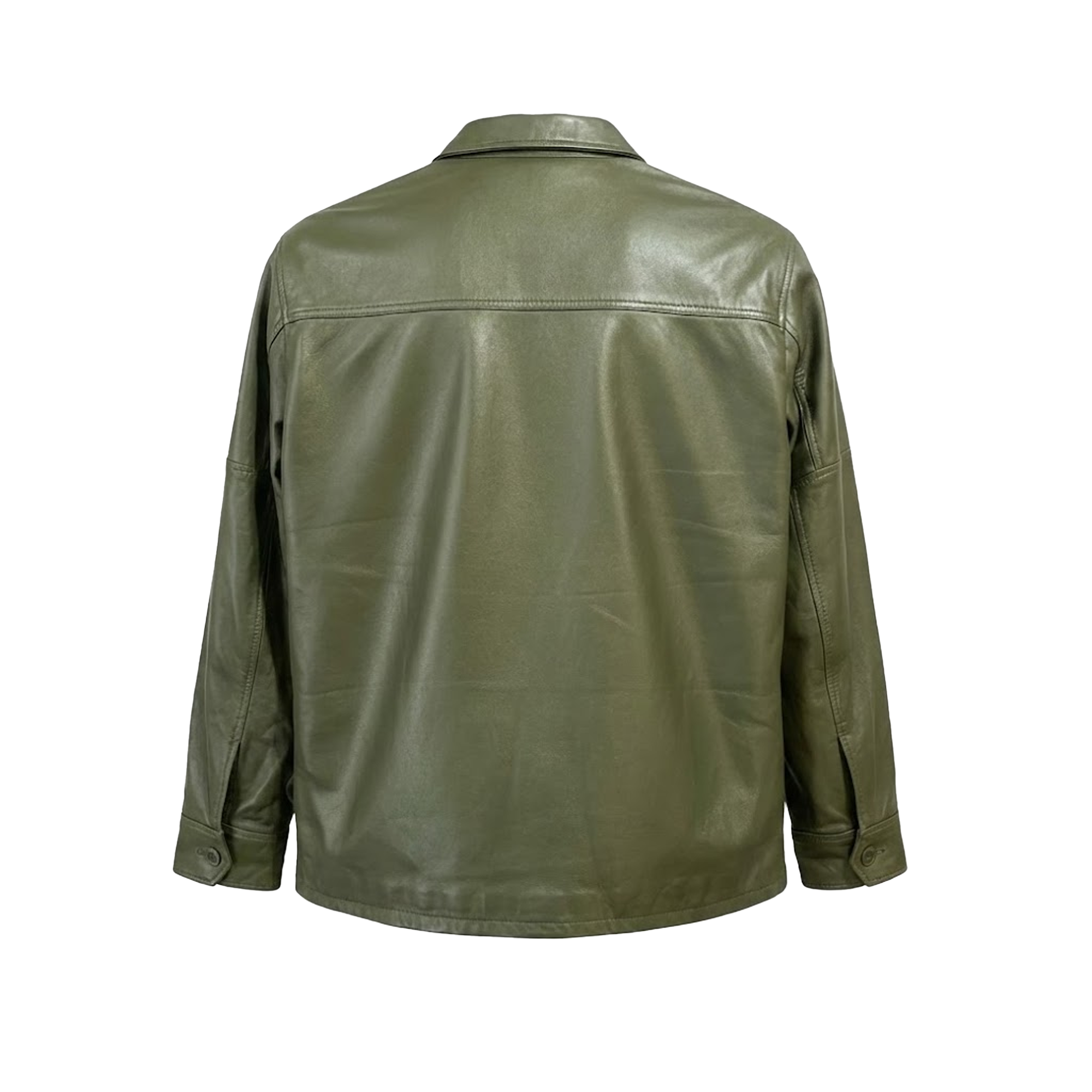 Kashani Men's Olive Green Lambskin Button-Up Shirt