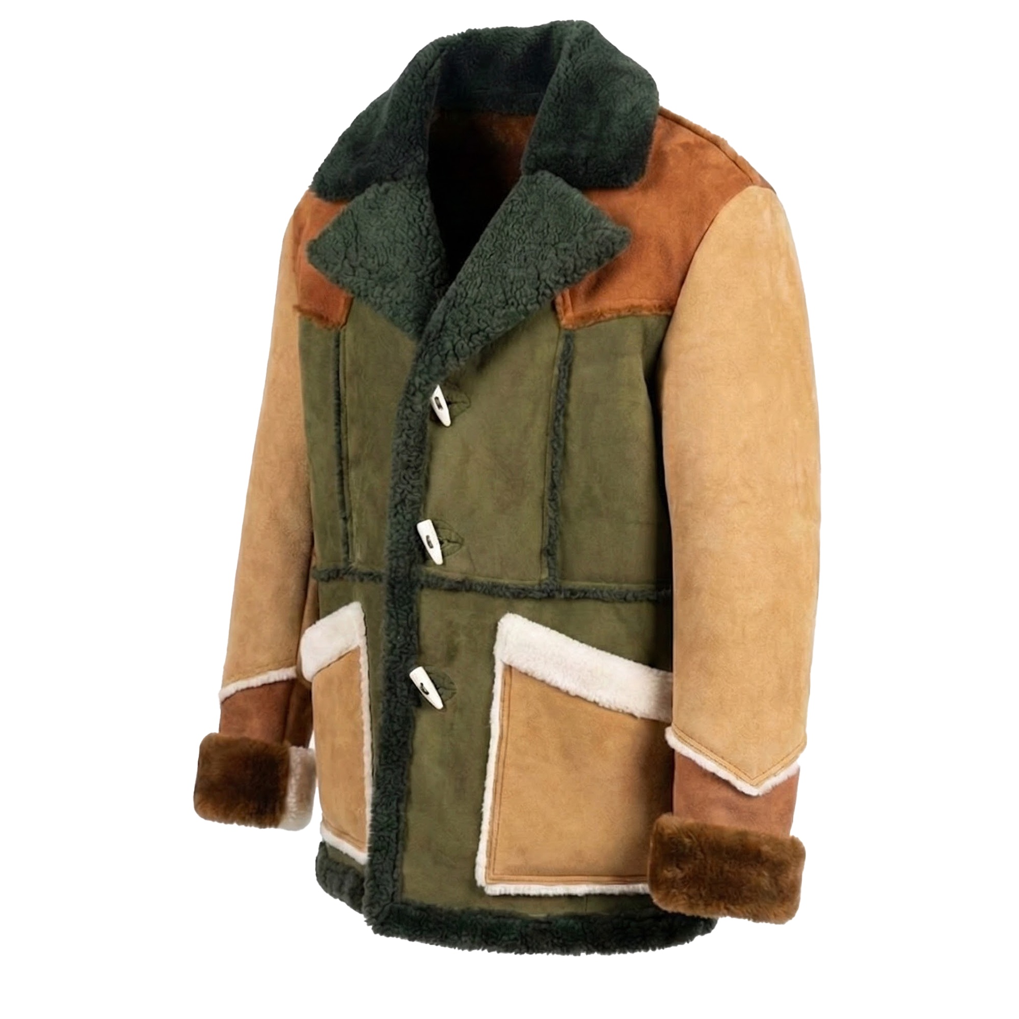 Kashani Color Block Shearling Coat