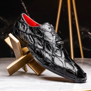 Marco Di Milano Olivieri Black Pirarucu Oxford Dress Shoes - Dudes Boutique