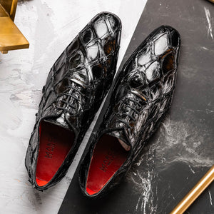 Marco Di Milano Olivieri Black Pirarucu Oxford Dress Shoes - Dudes Boutique