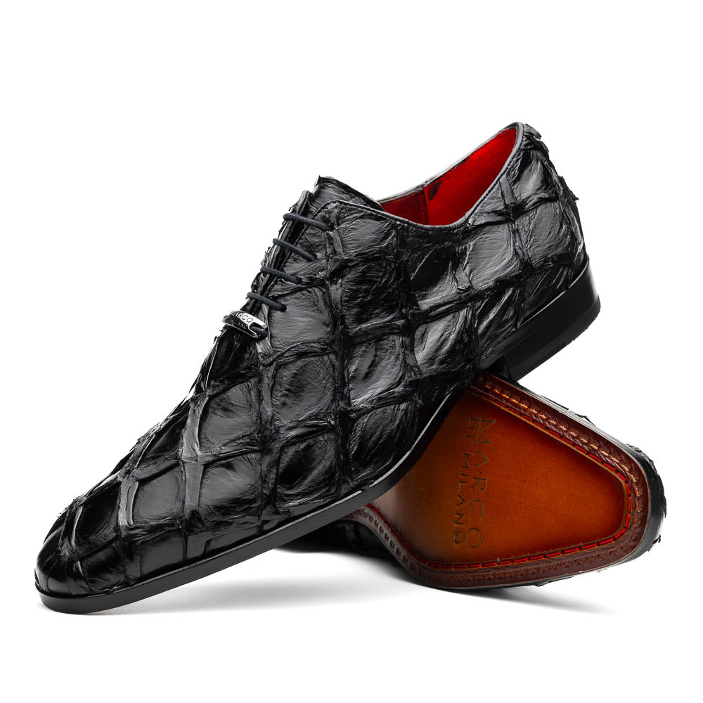 Marco Di Milano Olivieri Black Pirarucu Oxford Dress Shoes  display picture 1