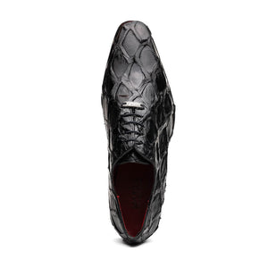 Marco Di Milano Olivieri Black Pirarucu Oxford Dress Shoes - Dudes Boutique