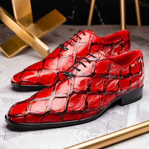 Marco Di Milano Olivieri Red Pirarucu Oxford Dress Shoes - Dudes Boutique