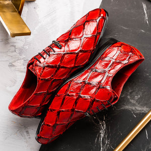 Marco Di Milano Olivieri Red Pirarucu Oxford Dress Shoes - Dudes Boutique