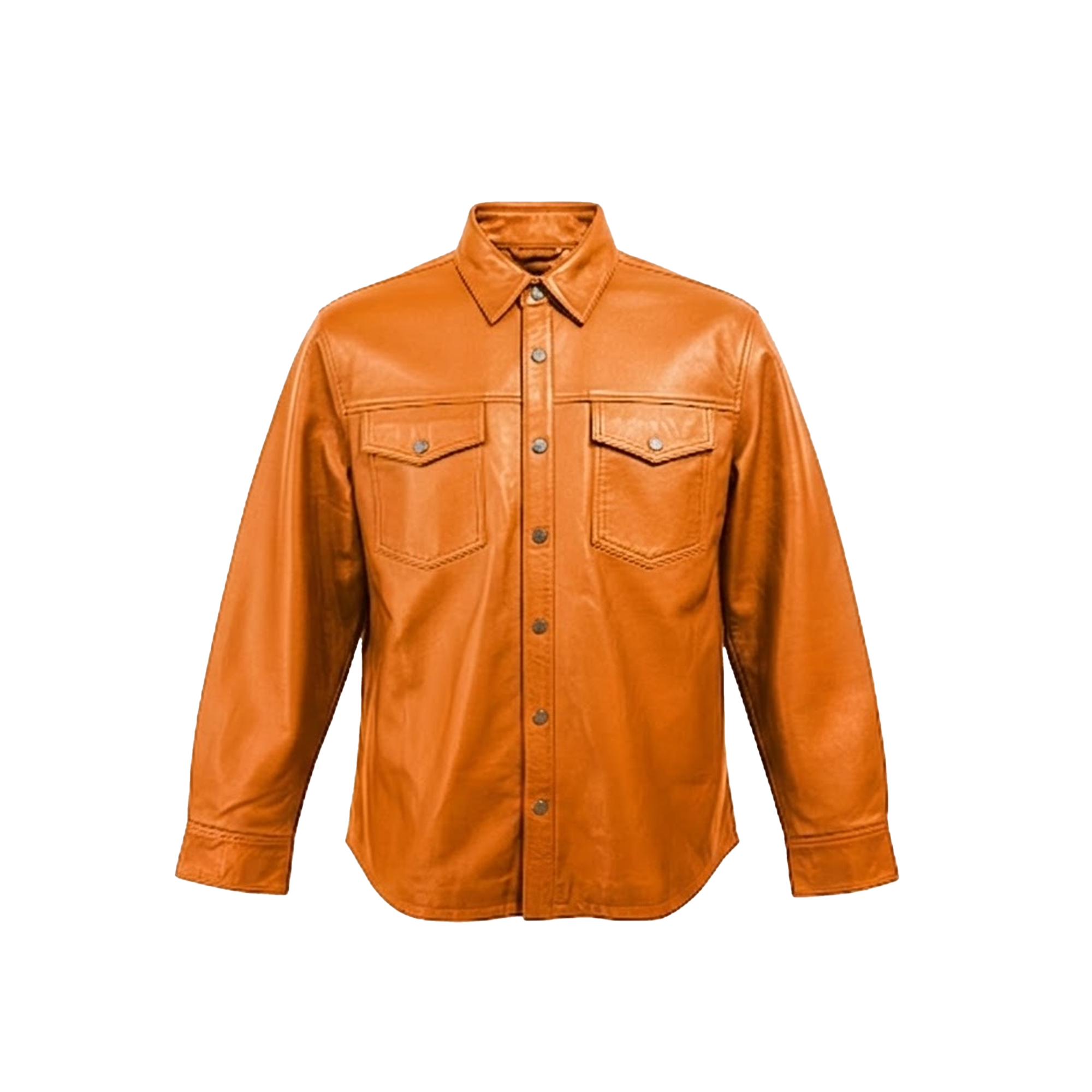 Kashani Men's Tangerine Lambskin Button-Up Shirt