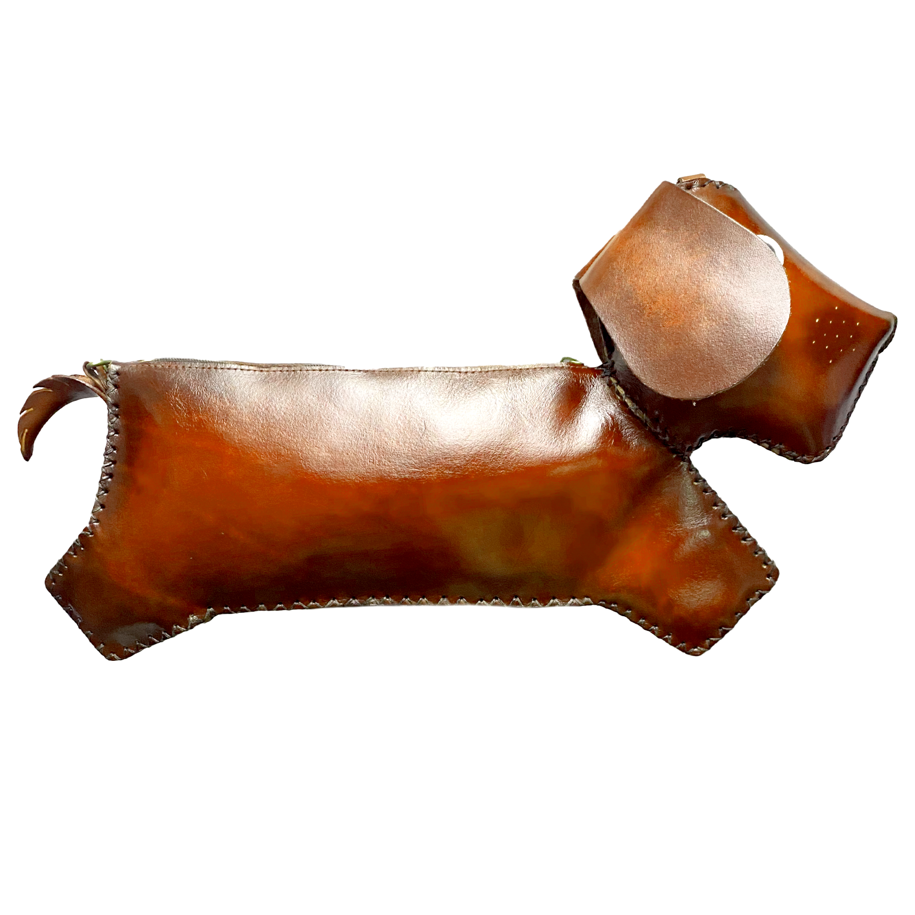 Kashani Handcrafted Leather Chestnut Brown Dachshund Dog Bag