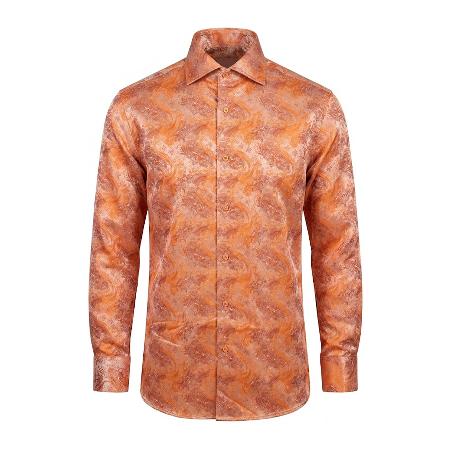 Leoni T819-2 Orange Paisley Button Up Shirt