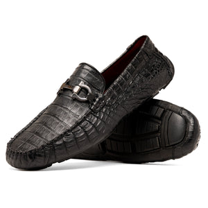 Marco Di Milano Parma Black Crocodile Loafers - Dudes Boutique