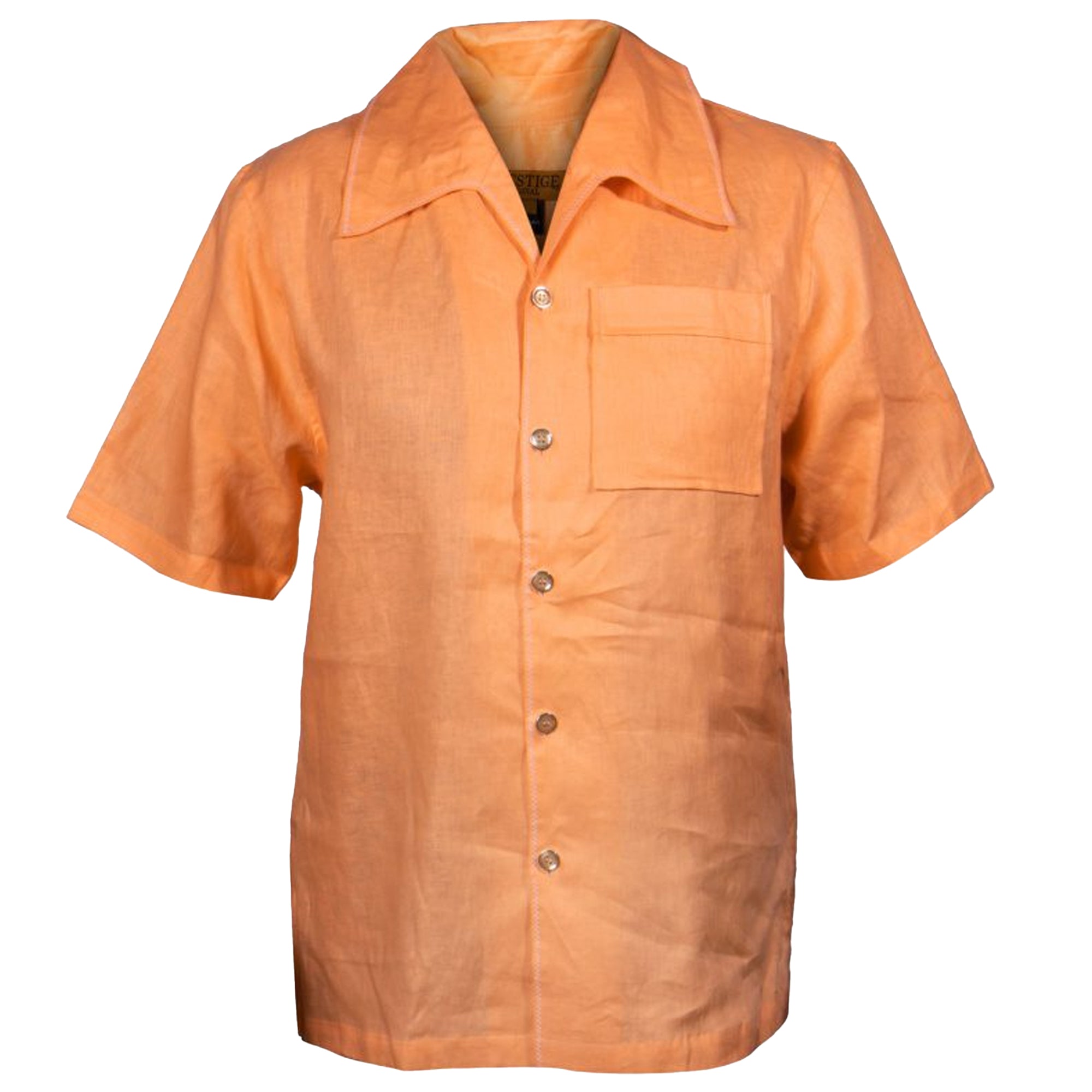 Prestige Peach Linen Short Sleeve Button-Up Shirt - Dudes Boutique