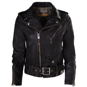 Schott PER71W Women's Hand Vintaged Cowhide Perfecto Jacket - Dudes Boutique
