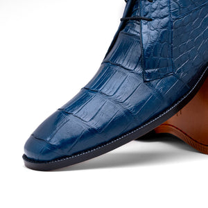 Marco Di Milano Pietro Blue Jean Alligator Derby Boots - Dudes Boutique
