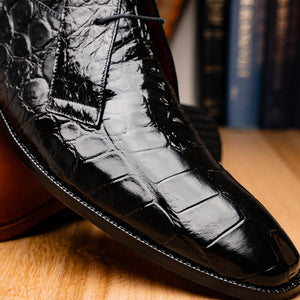 Marco Di Milano Pietro Black Alligator Derby Boots - Dudes Boutique