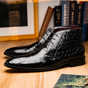 Marco Di Milano Pietro Black Alligator Derby Boots - Dudes Boutique