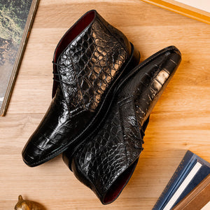 Marco Di Milano Pietro Black Alligator Derby Boots - Dudes Boutique