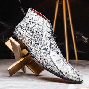 Marco Di Milano Pietro Newspaper Alligator Derby Boots - Dudes Boutique