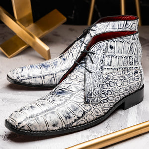 Marco Di Milano Pietro Newspaper Alligator Derby Boots - Dudes Boutique