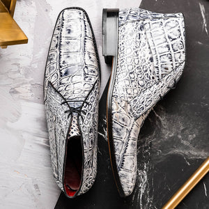 Marco Di Milano Pietro Newspaper Alligator Derby Boots - Dudes Boutique