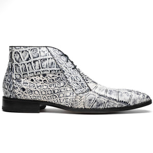 Marco Di Milano Pietro Newspaper Alligator Derby Boots - Dudes Boutique