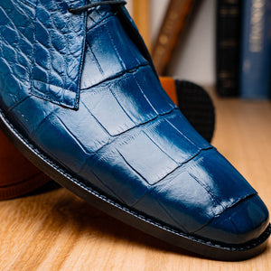 Marco Di Milano Pietro Blue Jean Alligator Derby Boots - Dudes Boutique