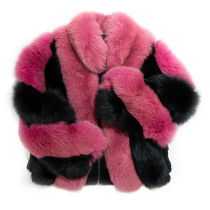 Kashani Women's Pink & Black Fox Fur Jacket - Dudes Boutique