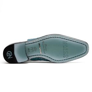 Marco Di Milano Pissa Aqua/White Patchwork Lizard Caiman Crocodile Derby Dress Shoes - Dudes Boutique