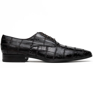 Marco Di Milano Pissa Brown Patchwork Lizard Caiman Crocodile Derby Dress Shoes - Dudes Boutique