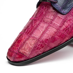 Marco Di Milano Pissa Pink/Purple Patchwork Lizard Caiman Crocodile Derby Dress Shoes - Dudes Boutique