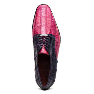 Marco Di Milano Pissa Pink/Purple Patchwork Lizard Caiman Crocodile Derby Dress Shoes - Dudes Boutique