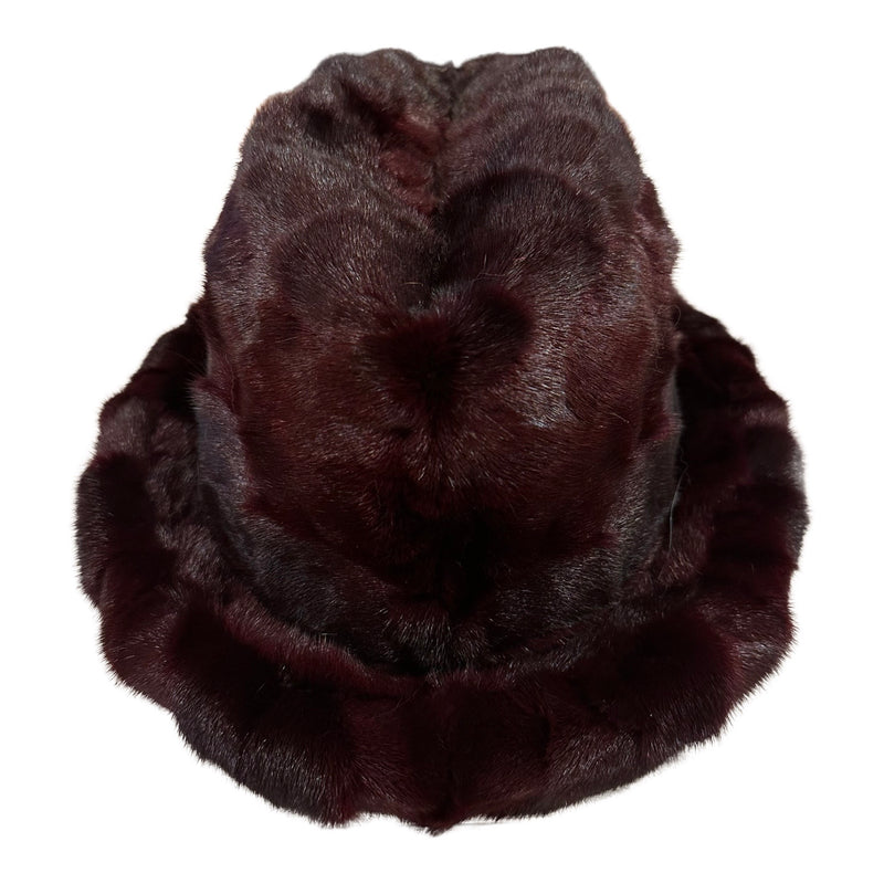 Kashani Men's Wine Red Full Mink Fur Top Hat - Dudes Boutique