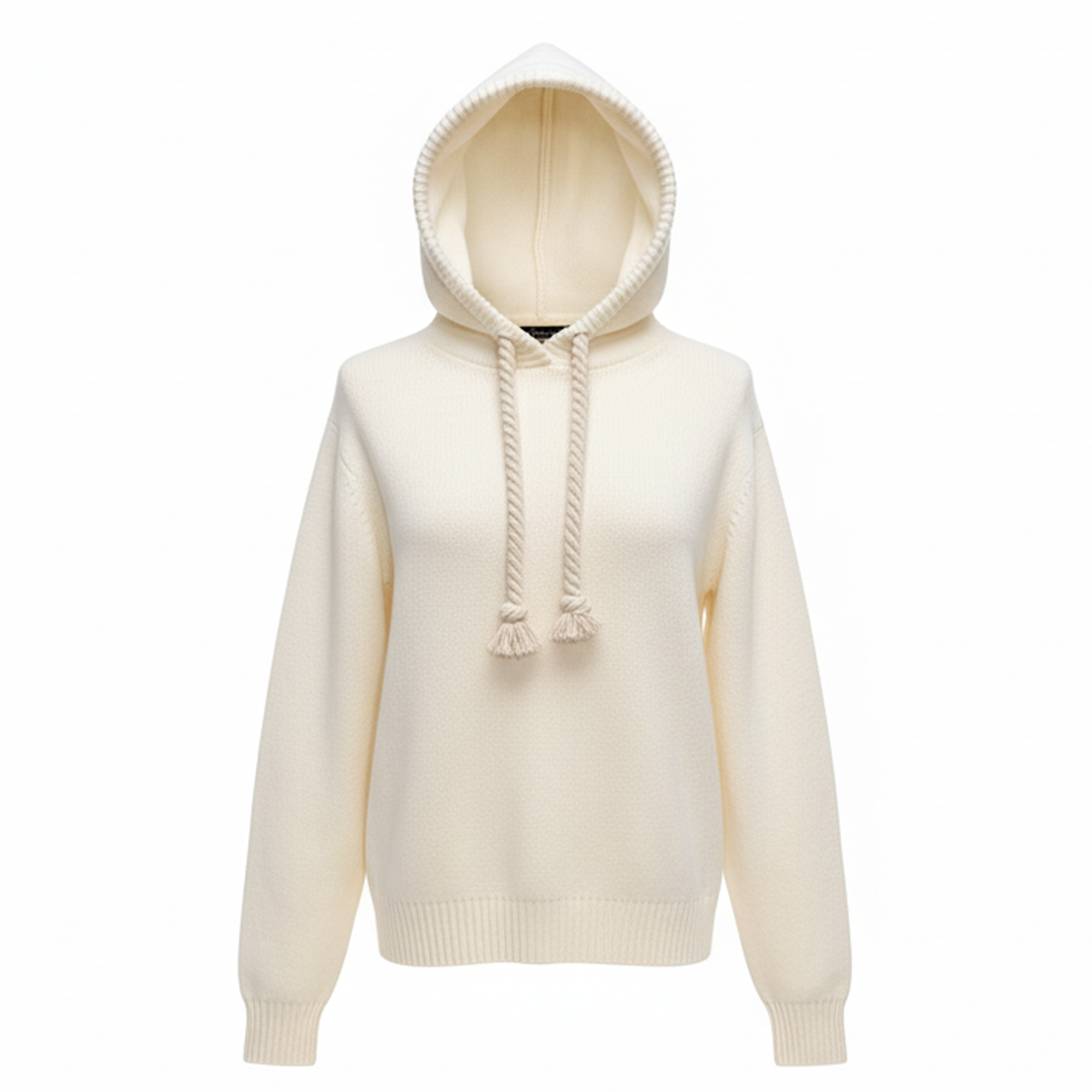 Bespoke Cream Knit Rope Hoodie